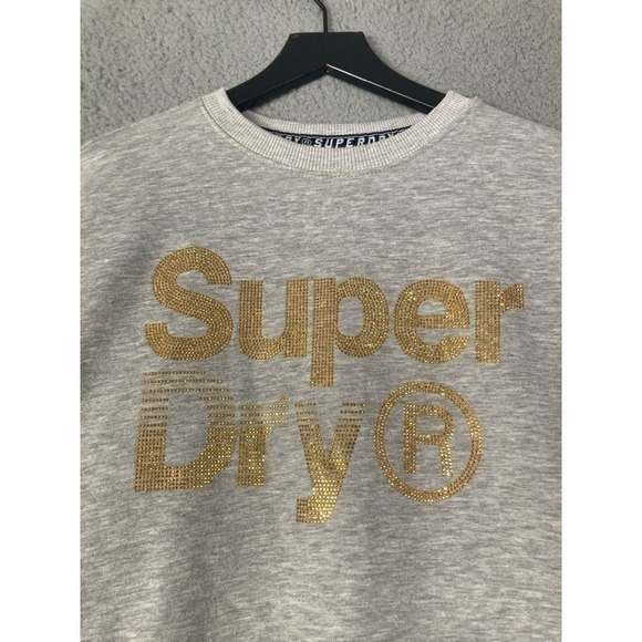 Superdry Women's S Gray Sparkle Crewneck Sweatshirt Skater Casual‎ - Picture 8 of 11